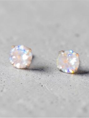 NEW•Sugared + Bronzed Iridescent Crystal Stud Sterling Silver Earrings